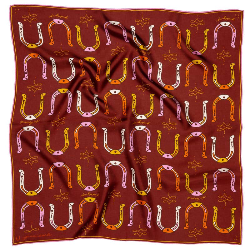 Giddy Up Silk Scarf- Maroon