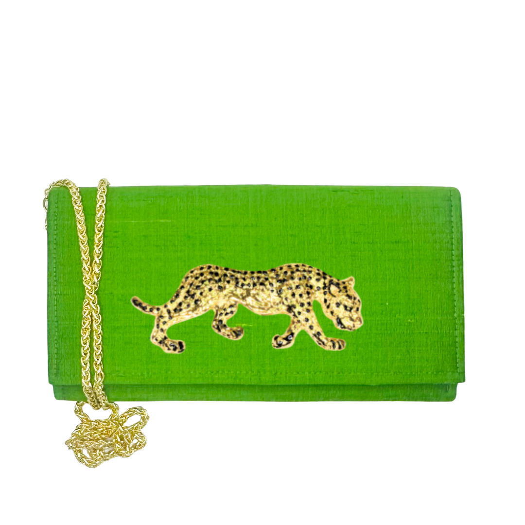 Garland Emerald Dupioni Silk Crossbody- Leopard