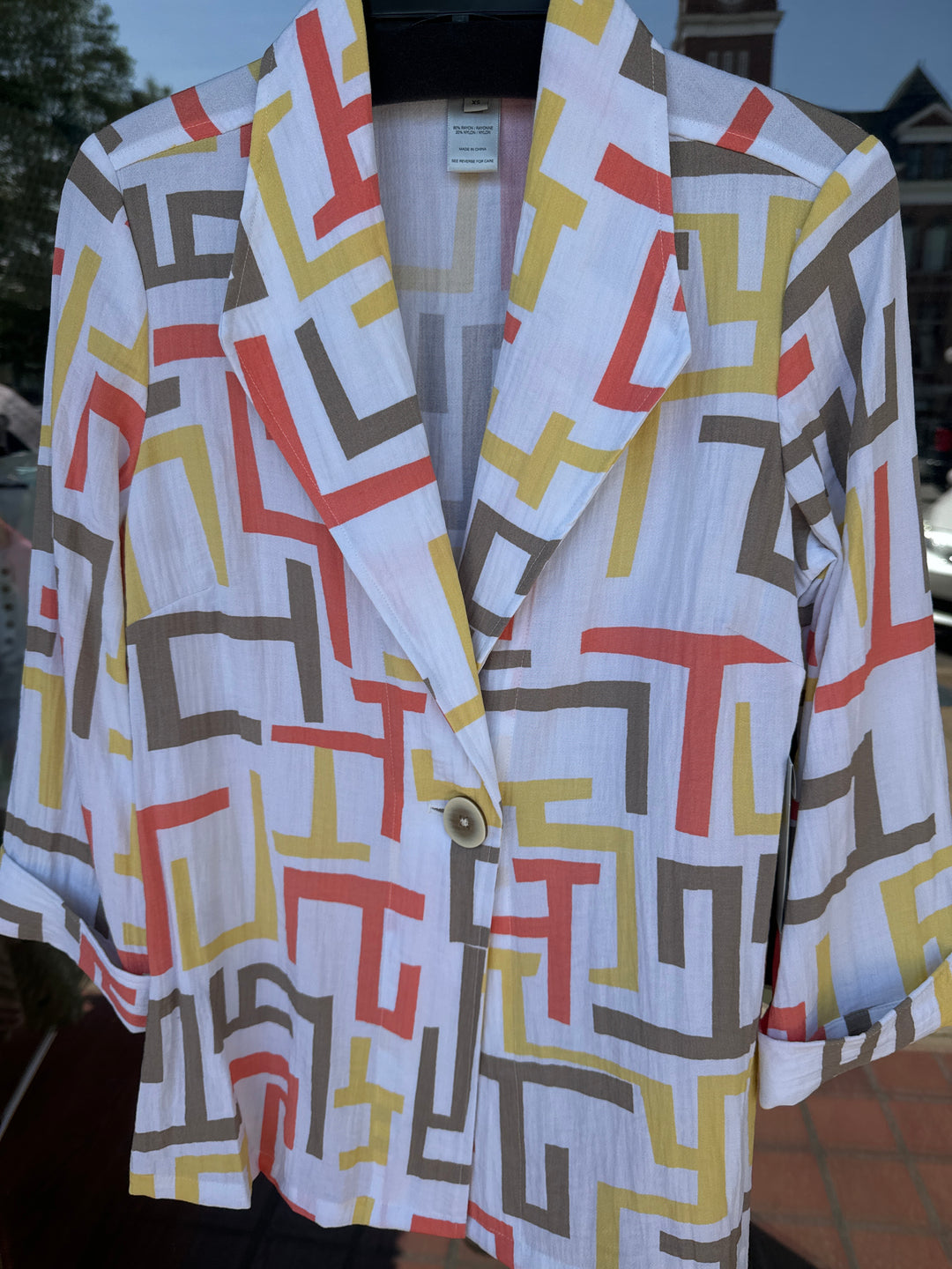 Multiples 3/4 Sleeve Button Front Jacket