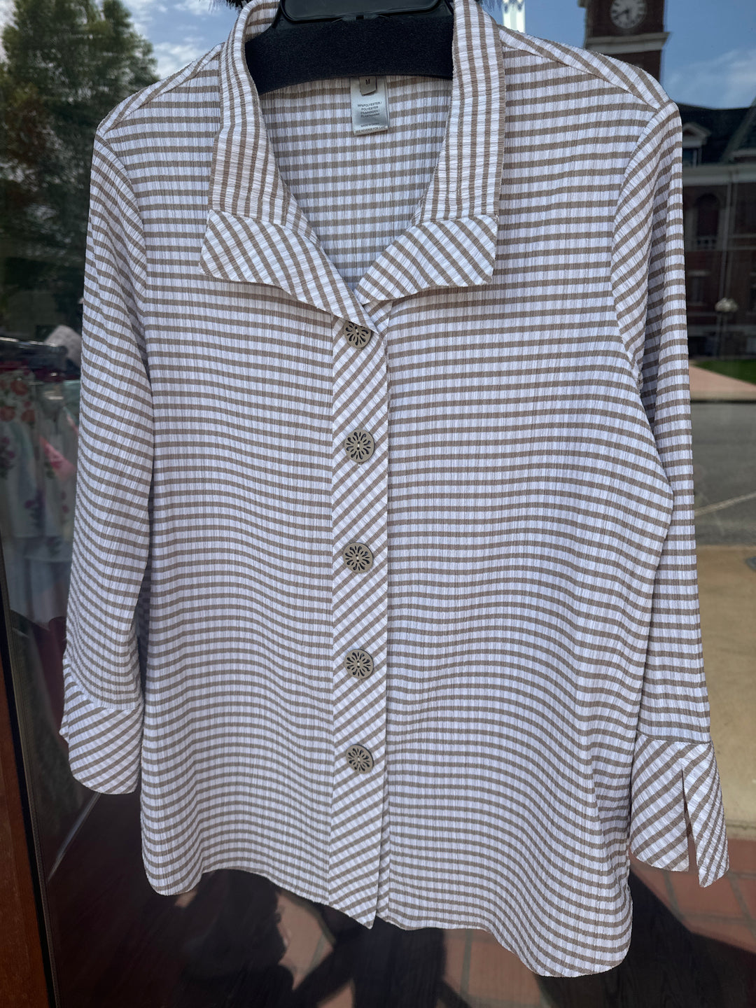 Multiples Stone Button Front Shirt