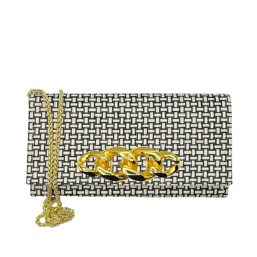 Basket-Weave Thibaut Grasscloth Jana Crossbody- Tory Buckle