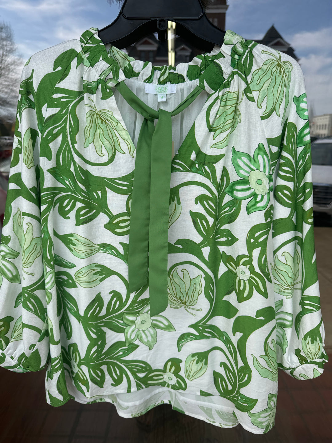 Jade Green Vine Peasant Top