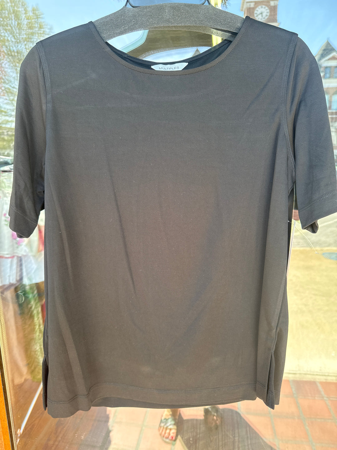 Multiples Black Scoop Neck Top