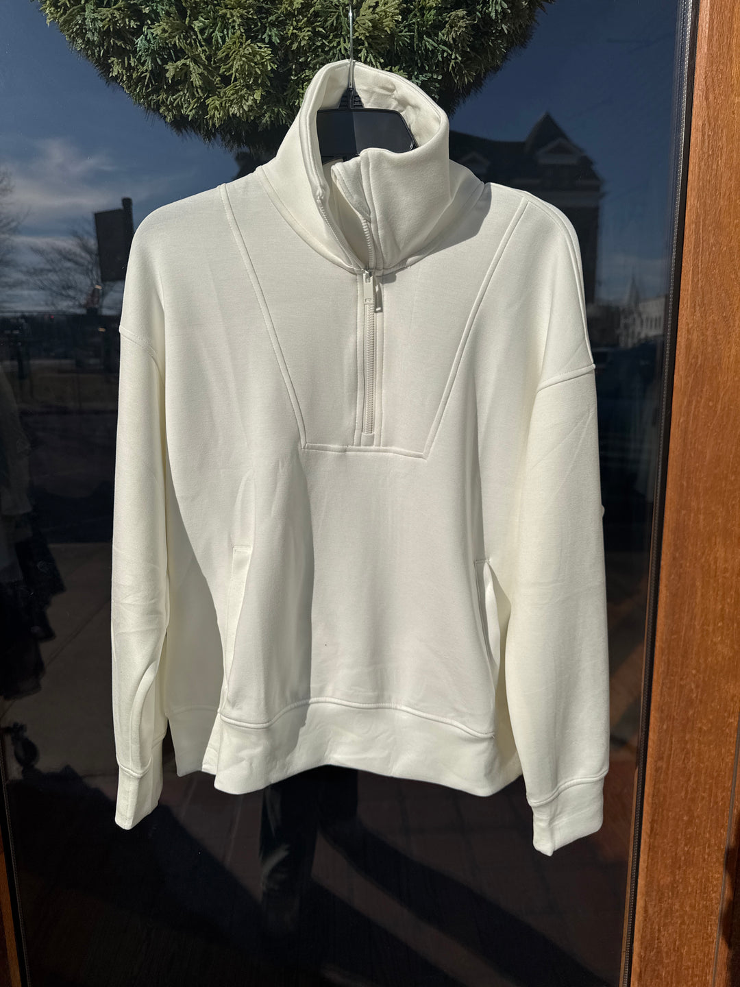 Modal Quarter Zip Mock Neck Pullover - Cream