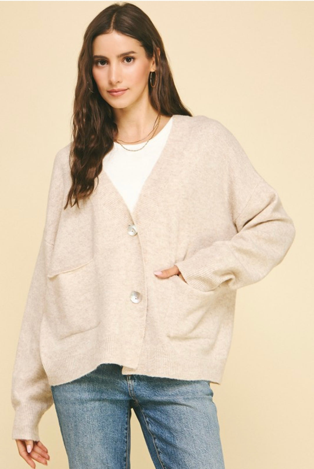 Pinch Oatmeal Cardigan w/ Pockets