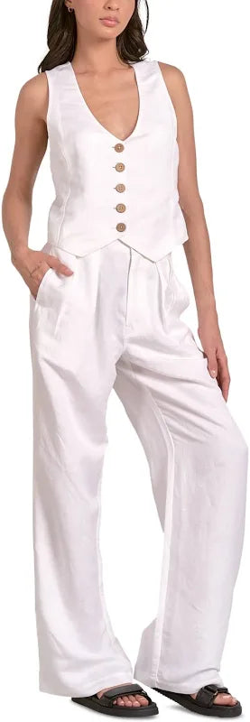 Elan White Pleated Front Pants