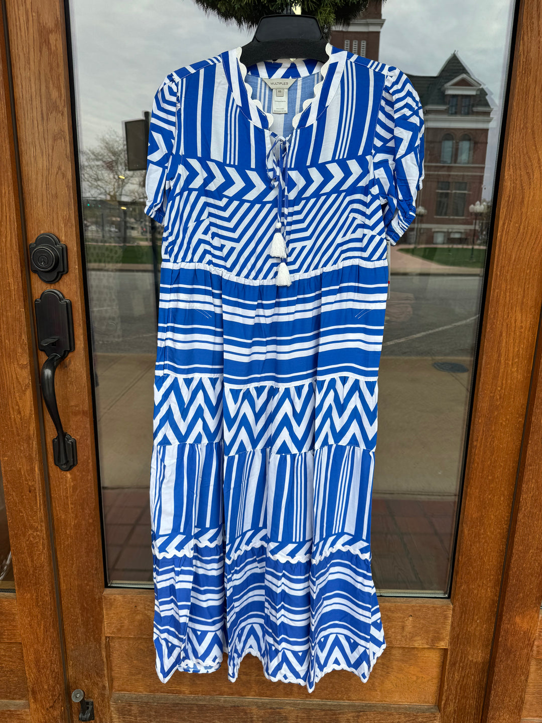 Multiples Puff Sleeve Tiered Maxi Dress -Bight Royal