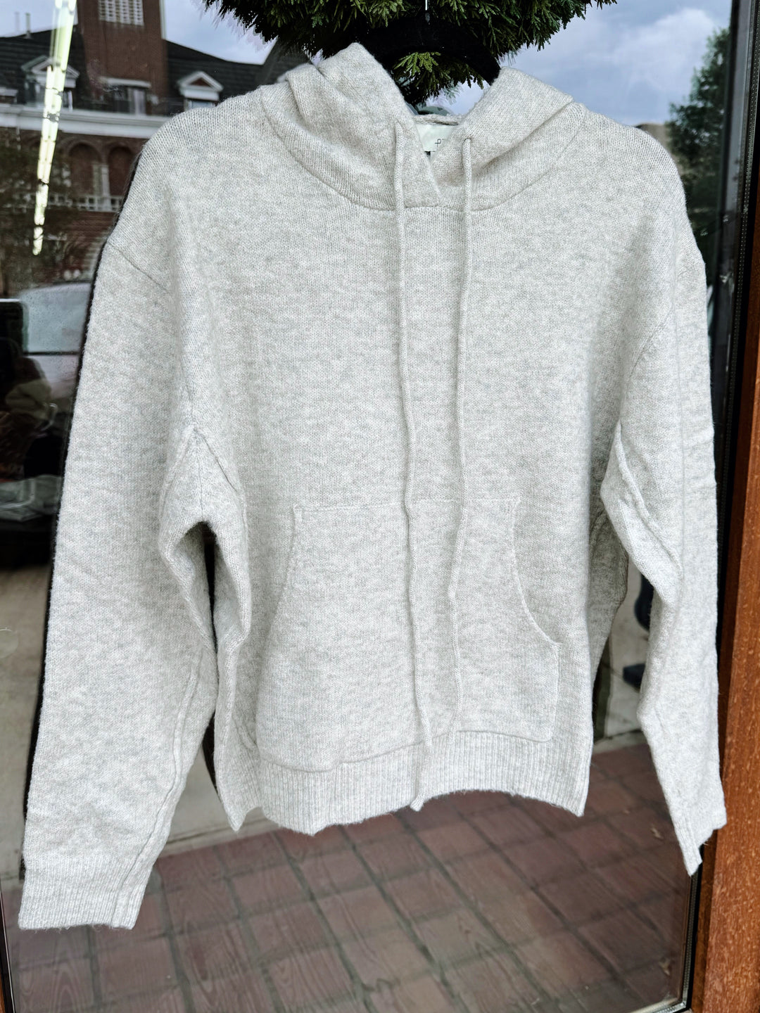 Heather Grey Knit Hoodie