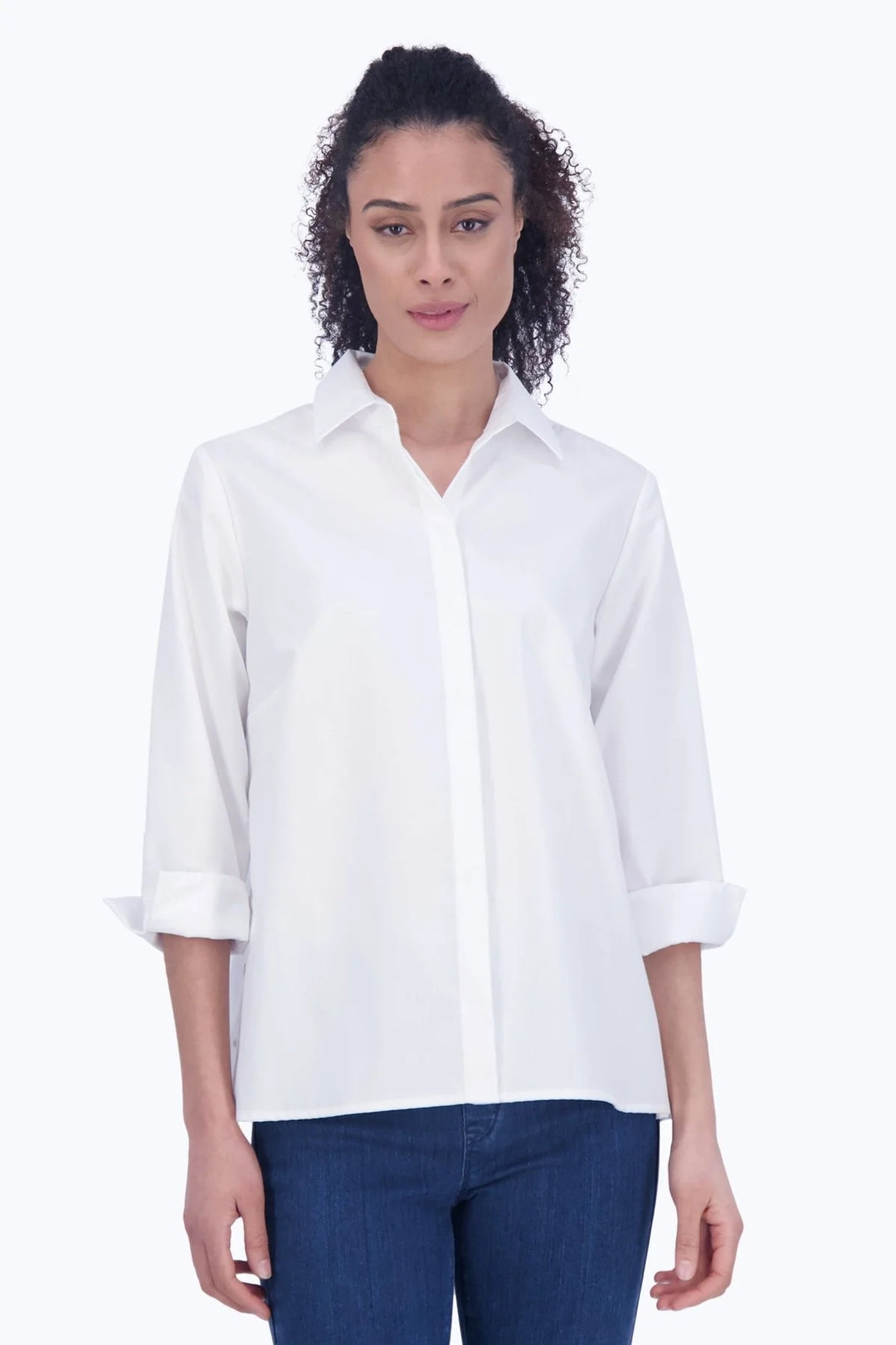 Foxcroft Beatrice Twill 3/4 Sleeve Shirt