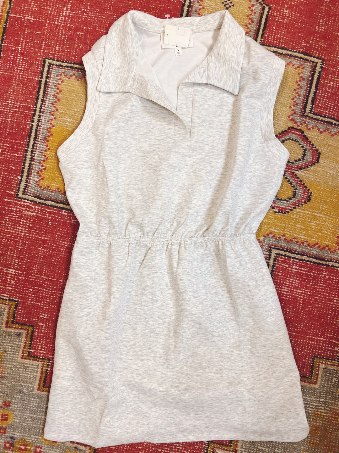 Scuba Collared Athleisure Dress- Heather Grey