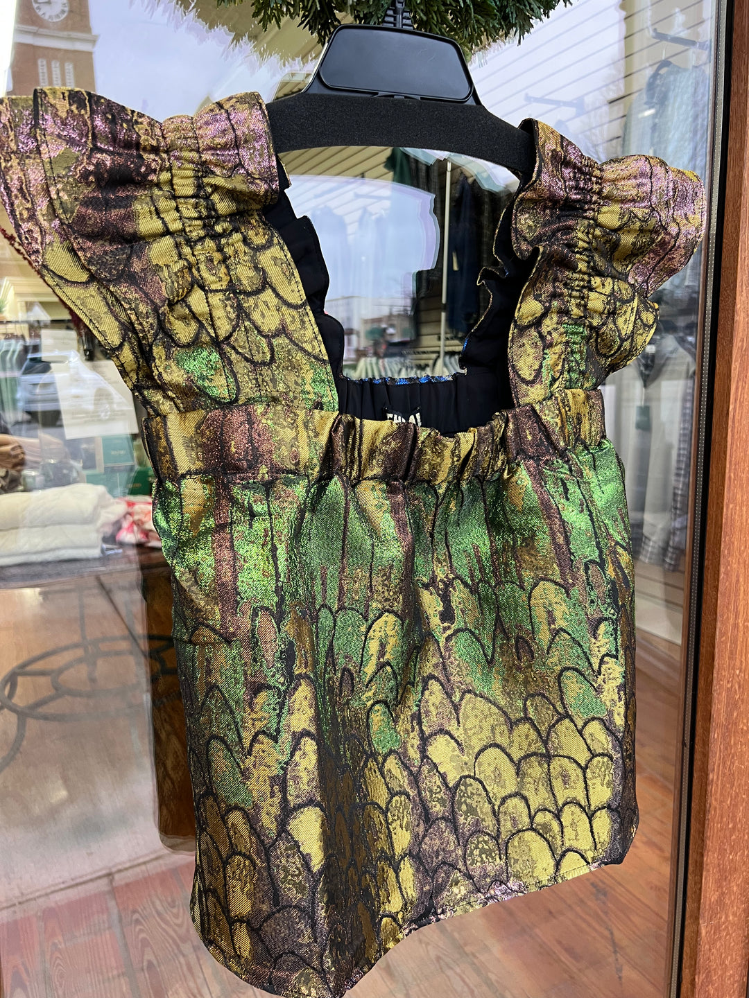 THML Flutter Sleeve Metallic Top