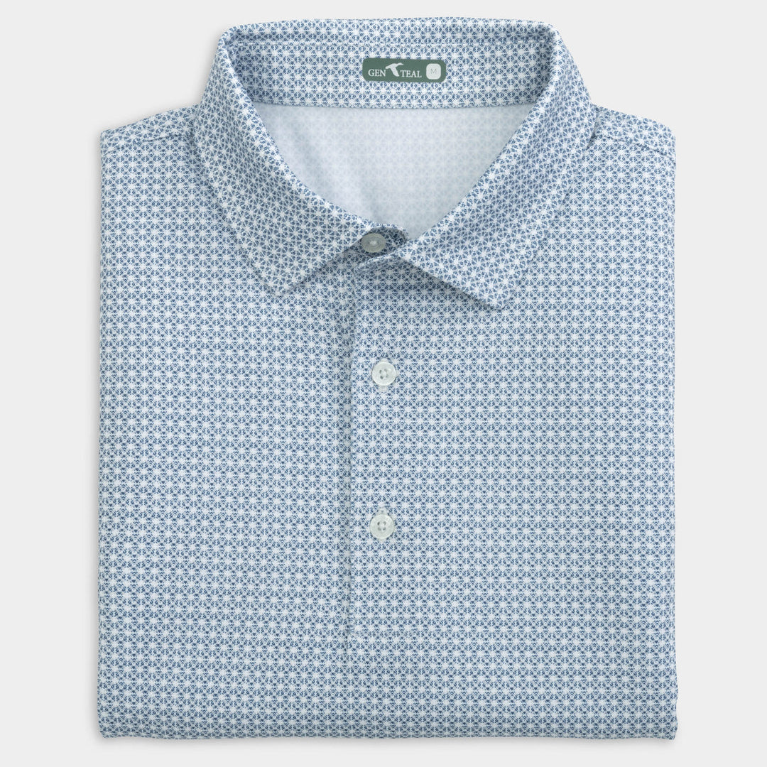 Genteal Navy Tile Printed Performance Polo