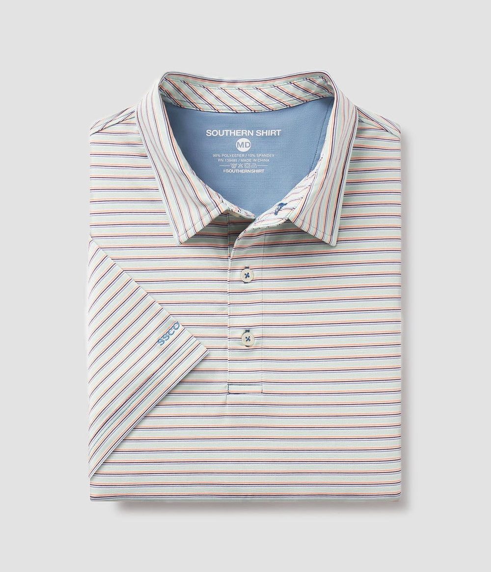 Southern Shirt Augusta Stripe Polo- Seafoam