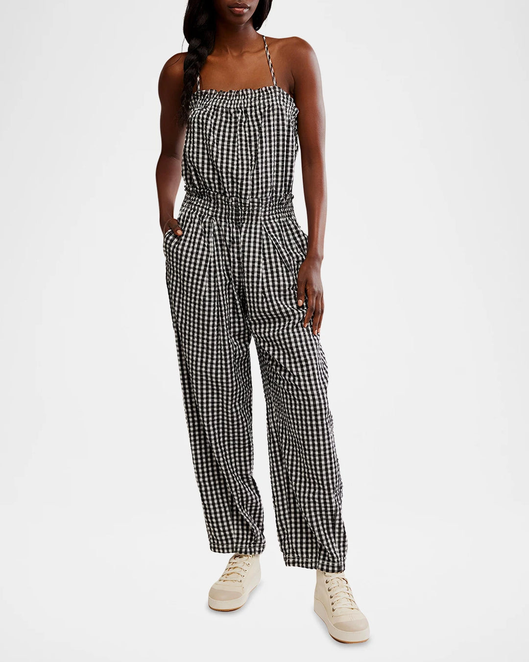 Free People Retro Heatwave Gingham One-Piece - Black
