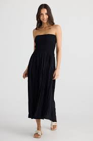 Brave & True Nettie Strapless Maxi Dress- Black