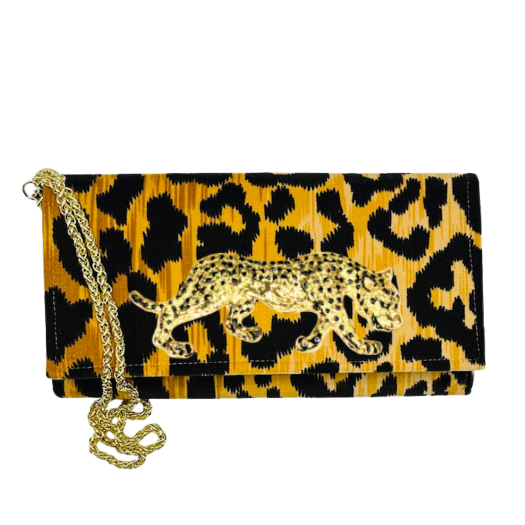 Garland Leopard Velvet Ashley Crossbody w/ Black Linen Lining- Leopard