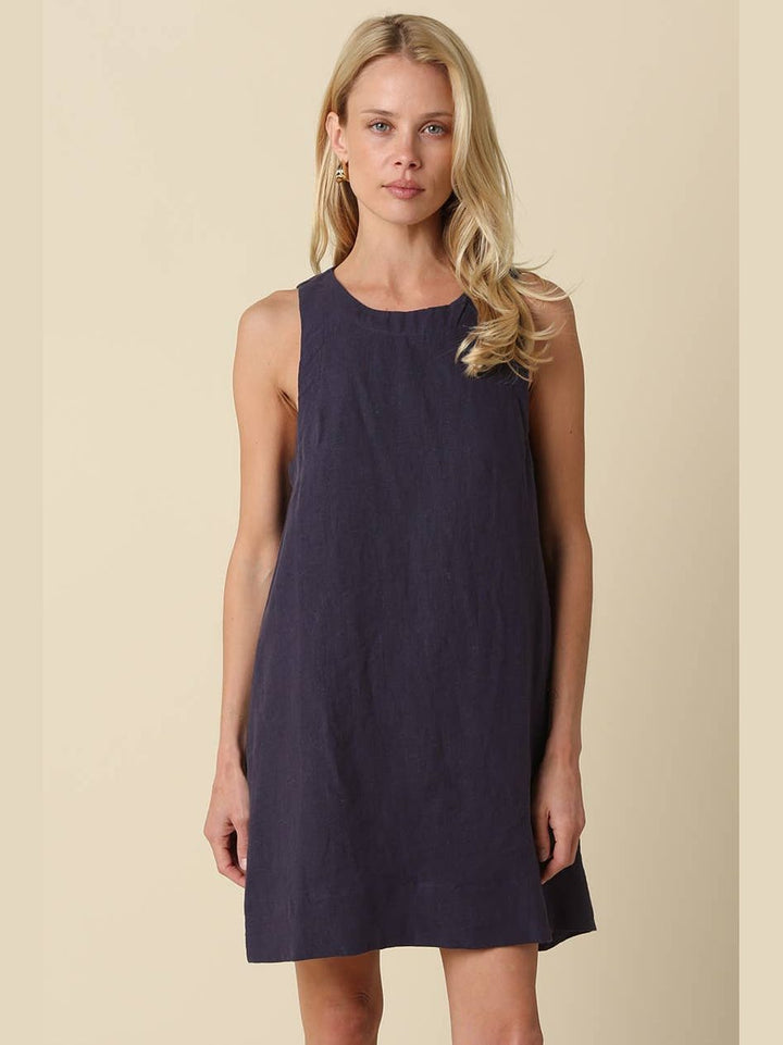Lena Classic Linen Mini Dress