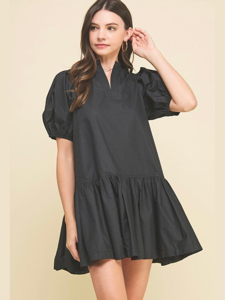 black tiered dress mini Solid Tiered Mini Dress- Black – Bo & Company