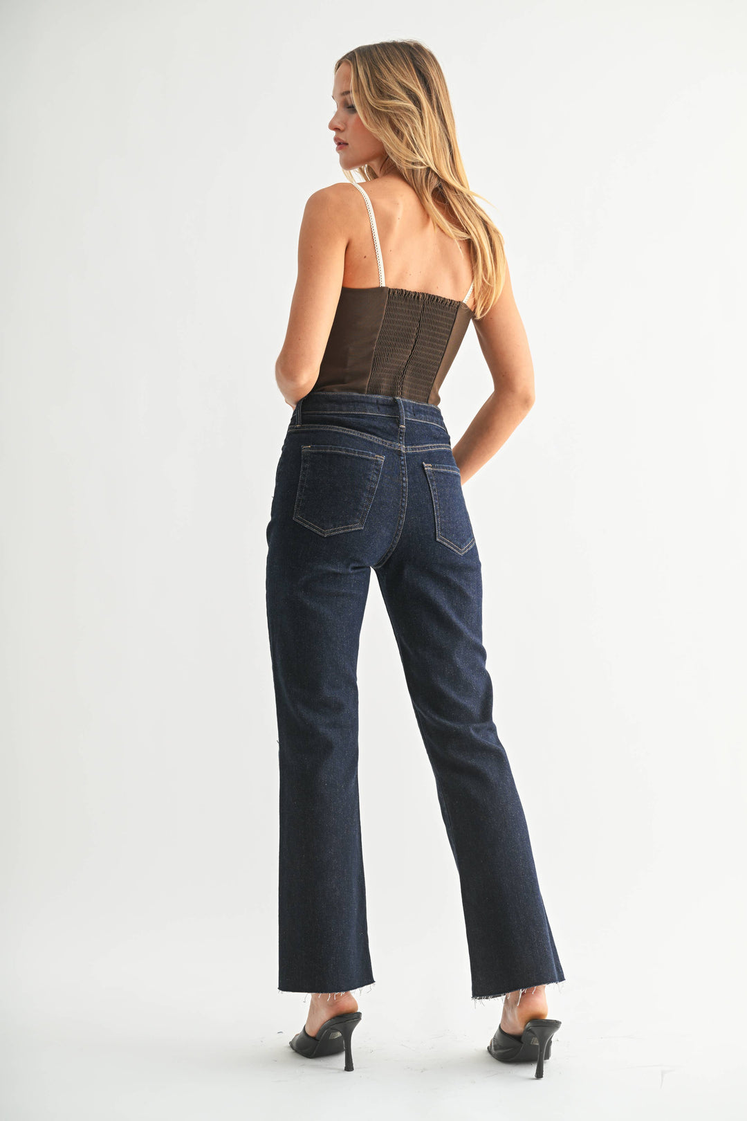 Just Black Denim Cropped Flare- Dark Wash