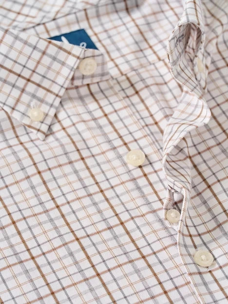 Everyday Performance Button Down Shirt - Sandlewood Pane - White
