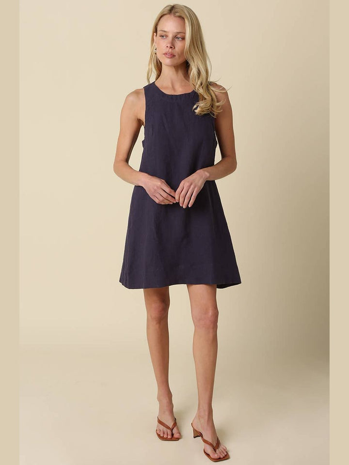 Lena Classic Linen Mini Dress