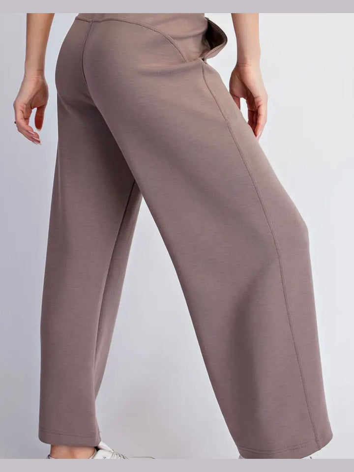Modal Quarter-Zip Jacket & Wide Leg Pants Set- 3 Colors