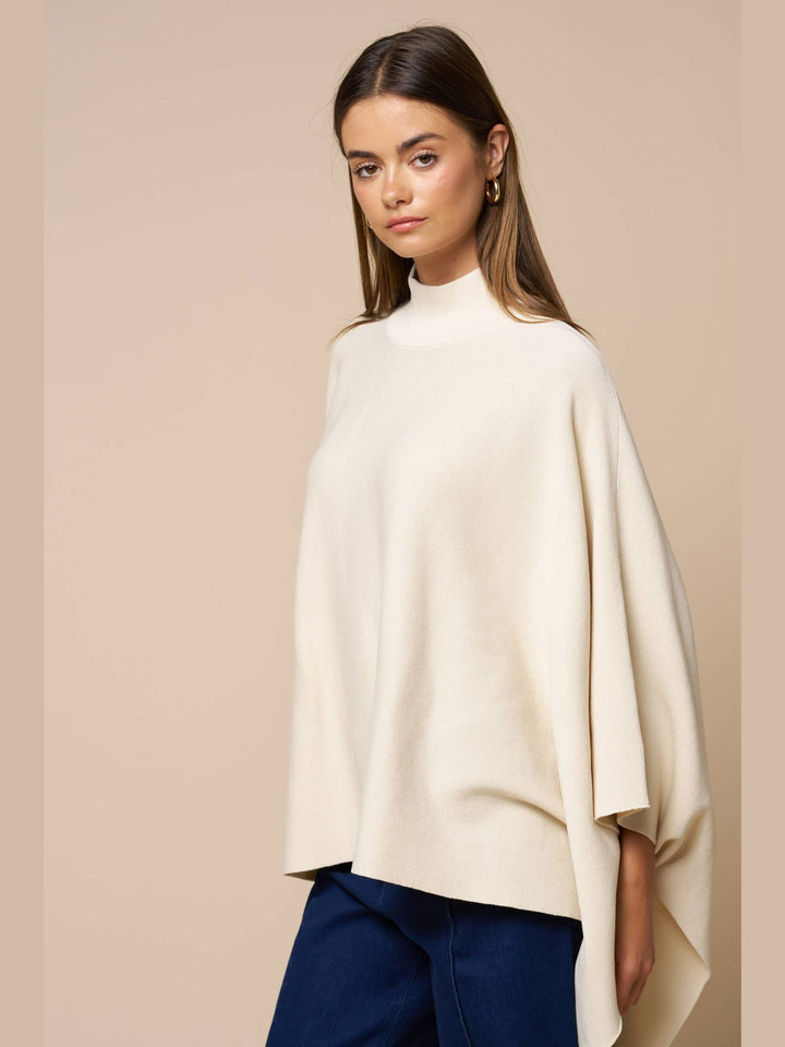 Mock Neck Poncho Sweater