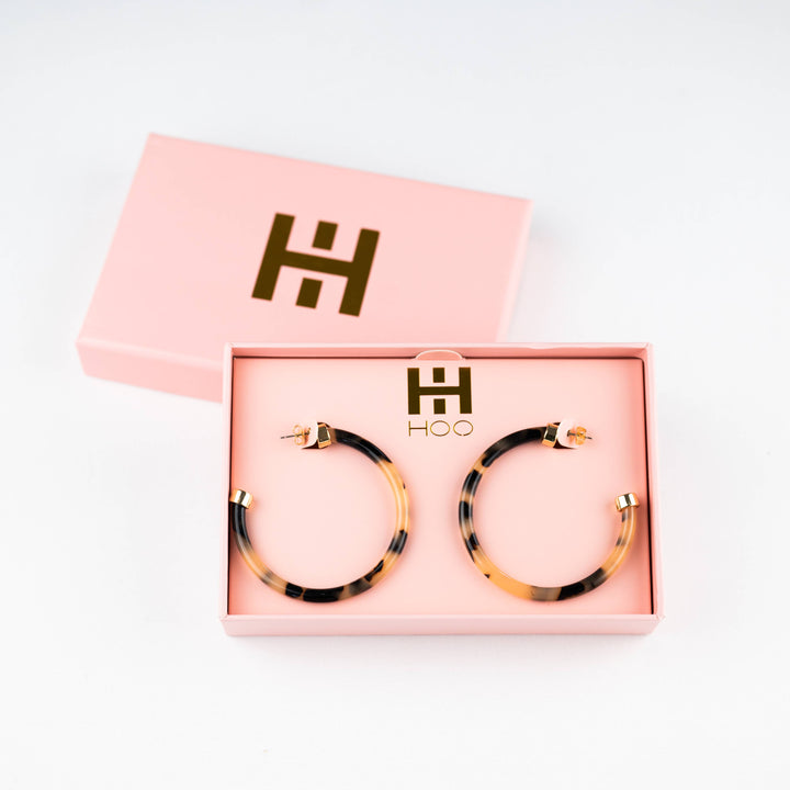 Tortoise Shell Lightweight Acrylic Hoop Earrings