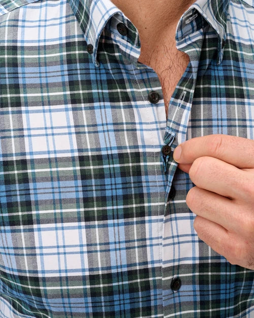 Performance Flannel button Down Shirt - Chimney Rock Tartan - Sailor