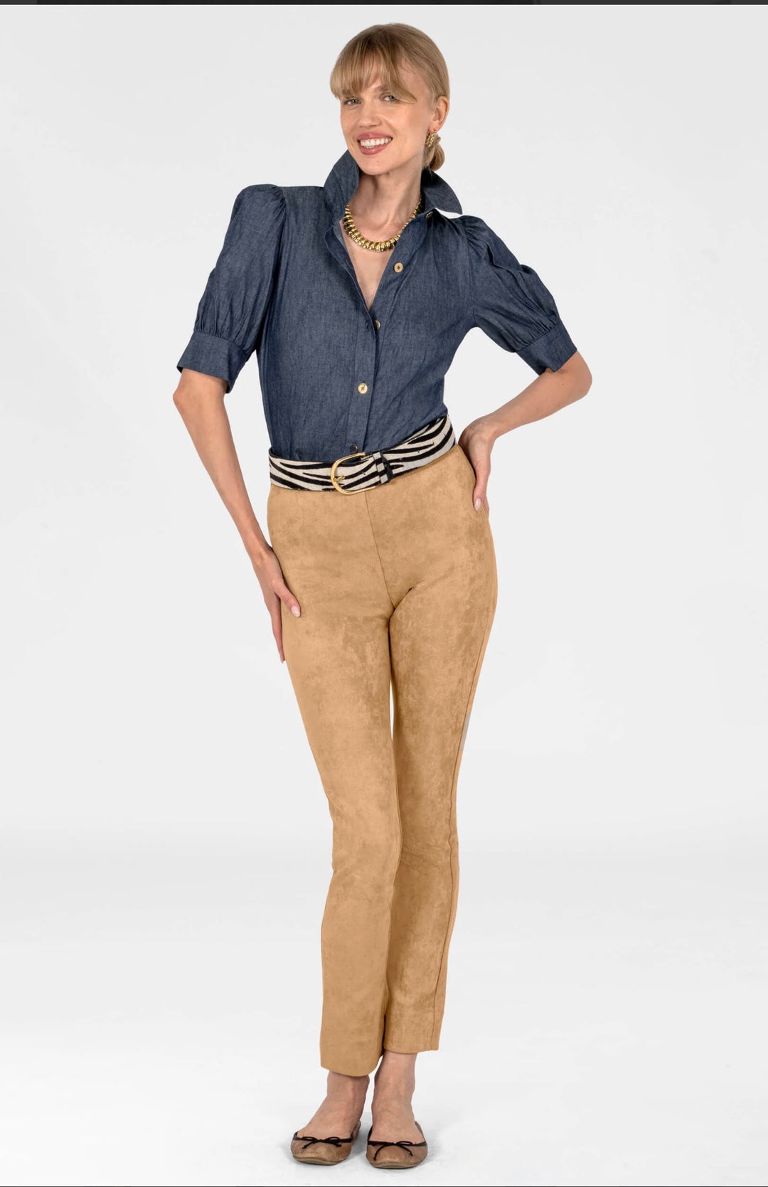 Puff Sleeve Top - Chambray