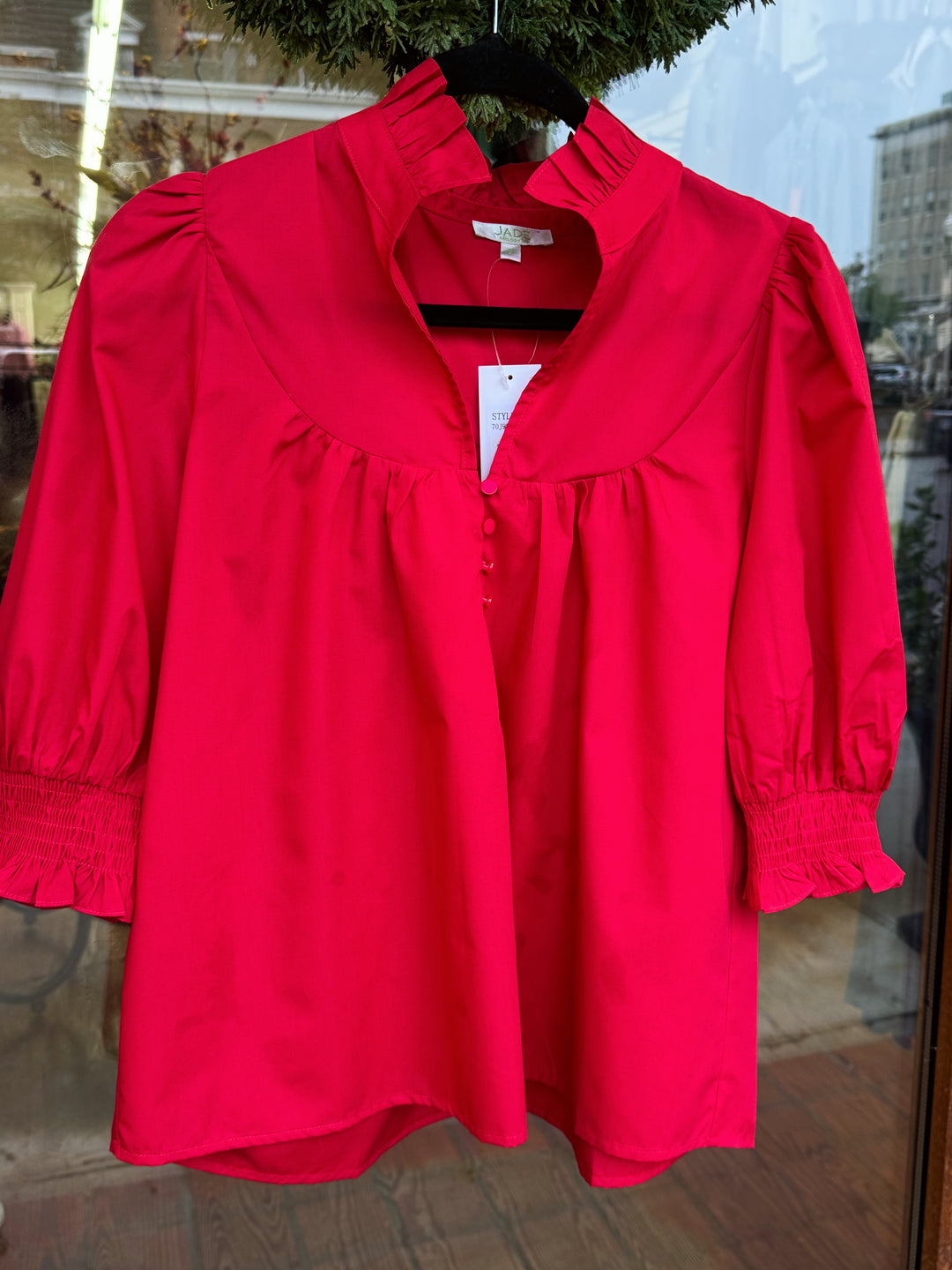 Jade Ruffle Button Blouse