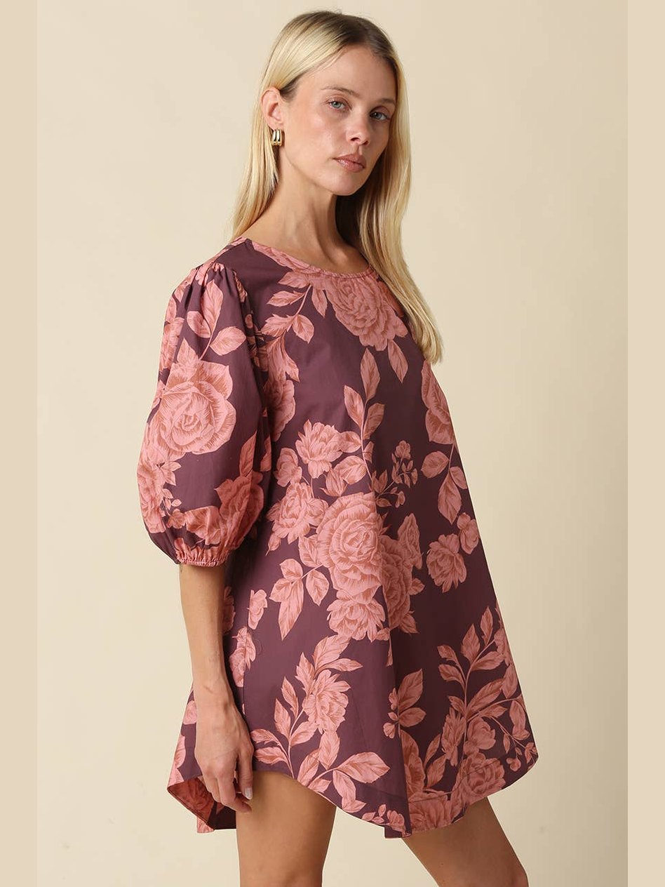 Rose Floral Mini Dress