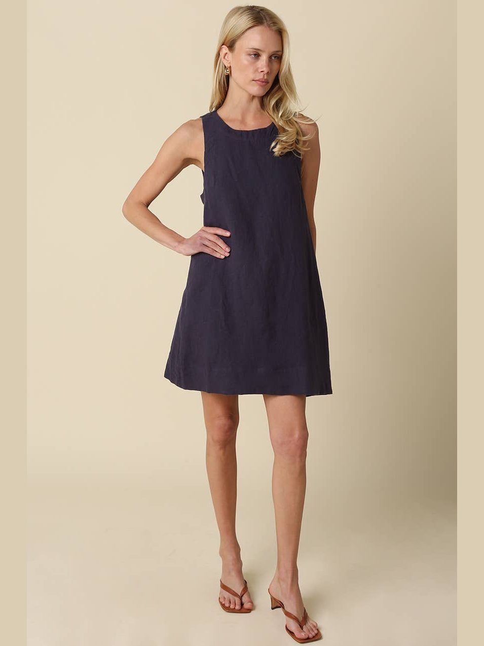 Lena Classic Linen Mini Dress