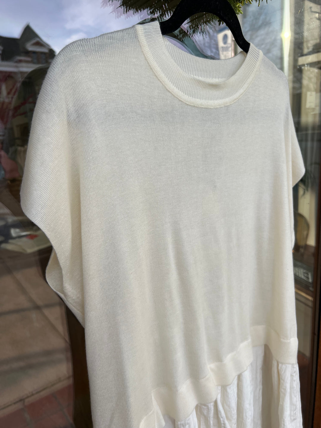 Contrast Knit Mini Dress - Cream
