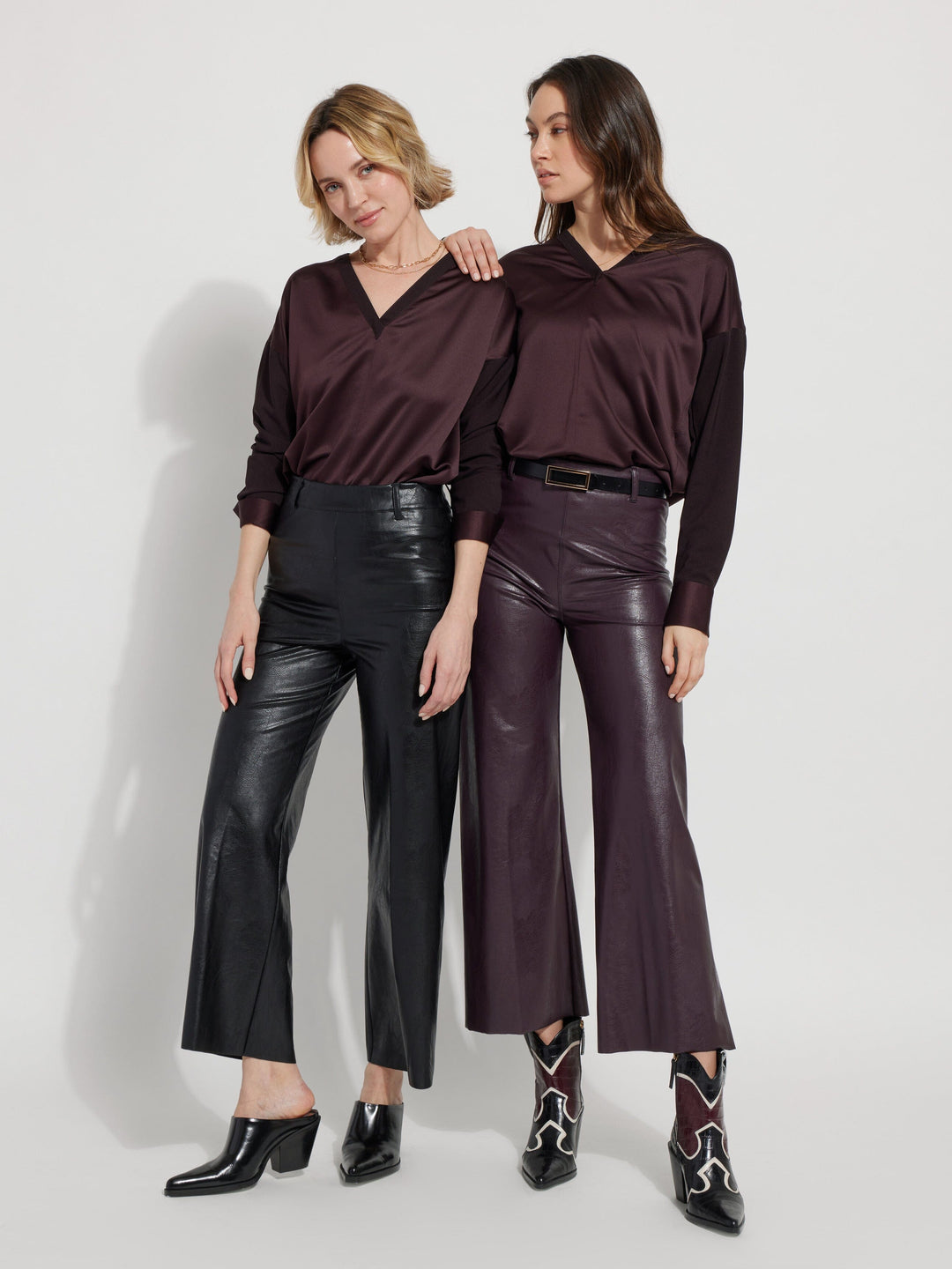 Lysse Hi Waist Vegan Leather Wide Leg Pant - Black
