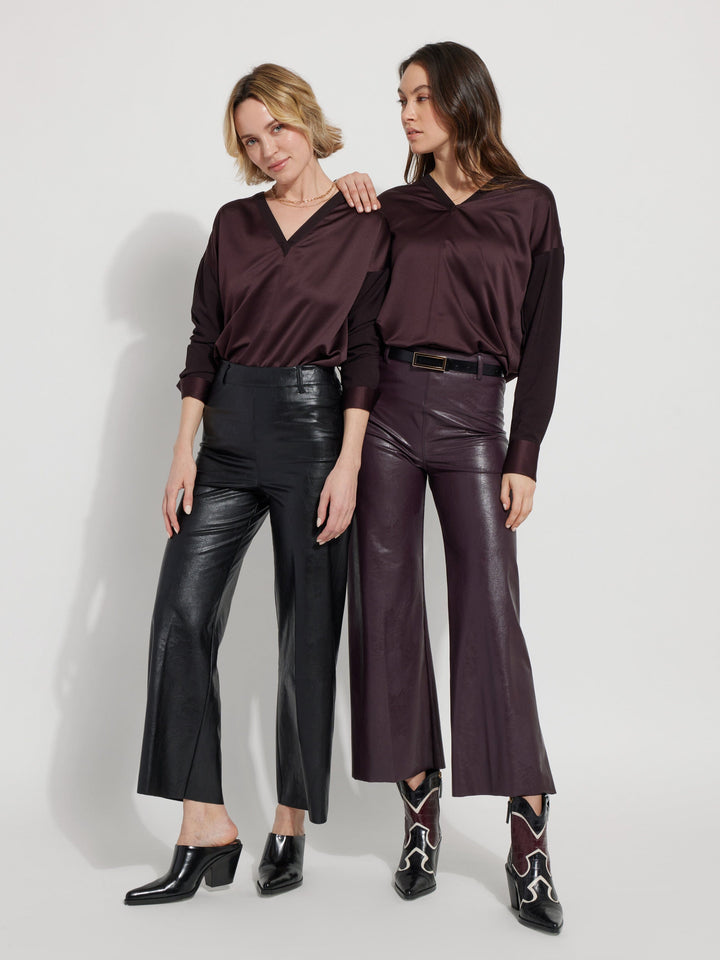 Lysse Hi Waist Vegan Leather Wide Leg Pant - Black