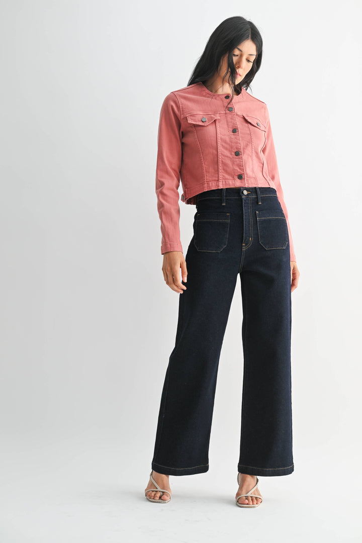 Just Black Denim Patch Pocket Wide Leg - Dark Denim
