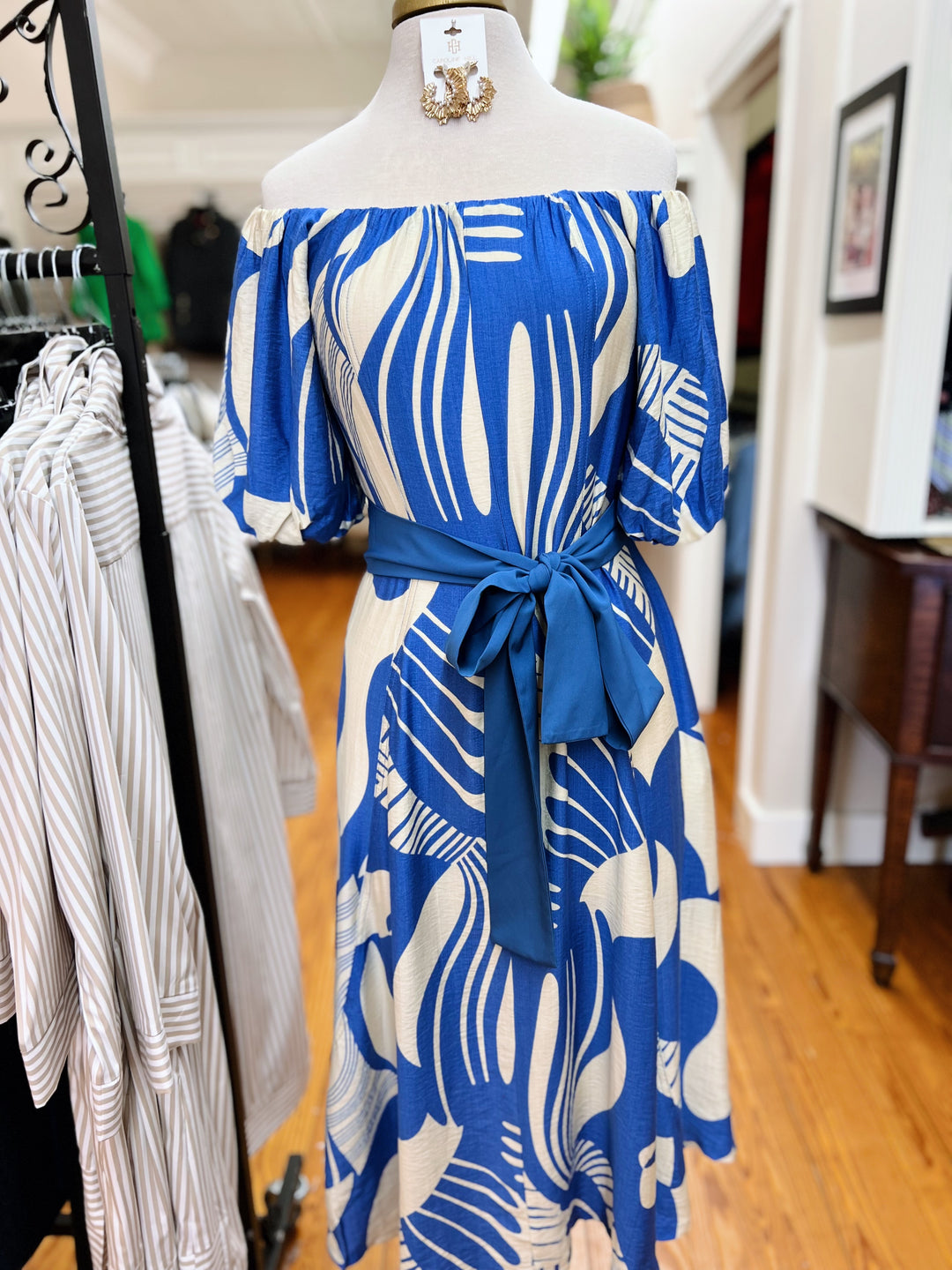 Jade Blue Deco Midi Dress