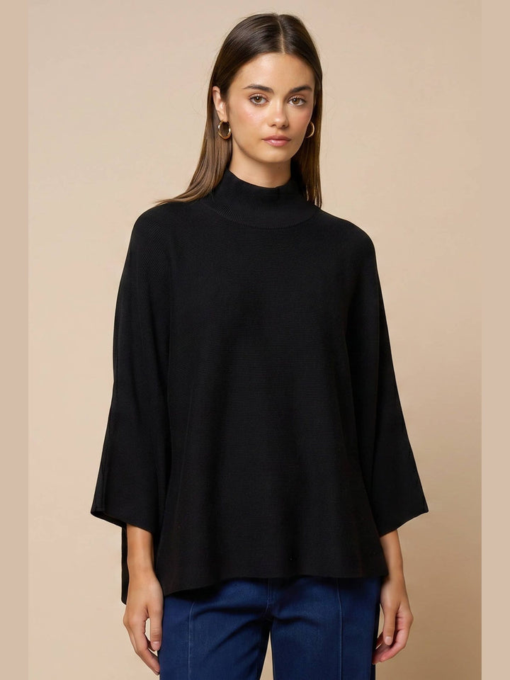 Mock Neck Poncho Sweater