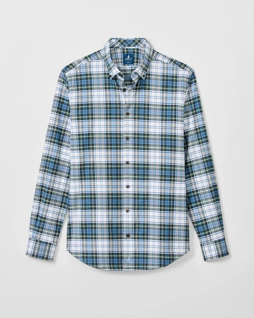 Performance Flannel button Down Shirt - Chimney Rock Tartan - Sailor