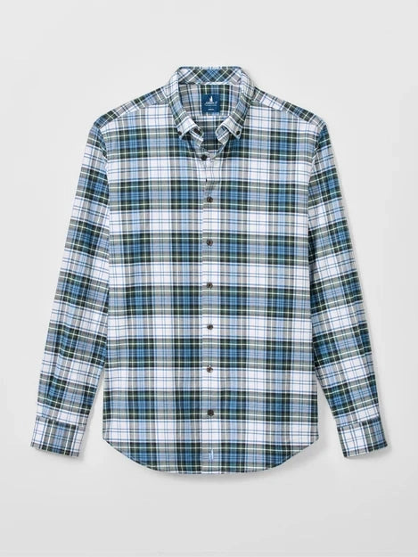 Performance Flannel button Down Shirt - Chimney Rock Tartan - Sailor