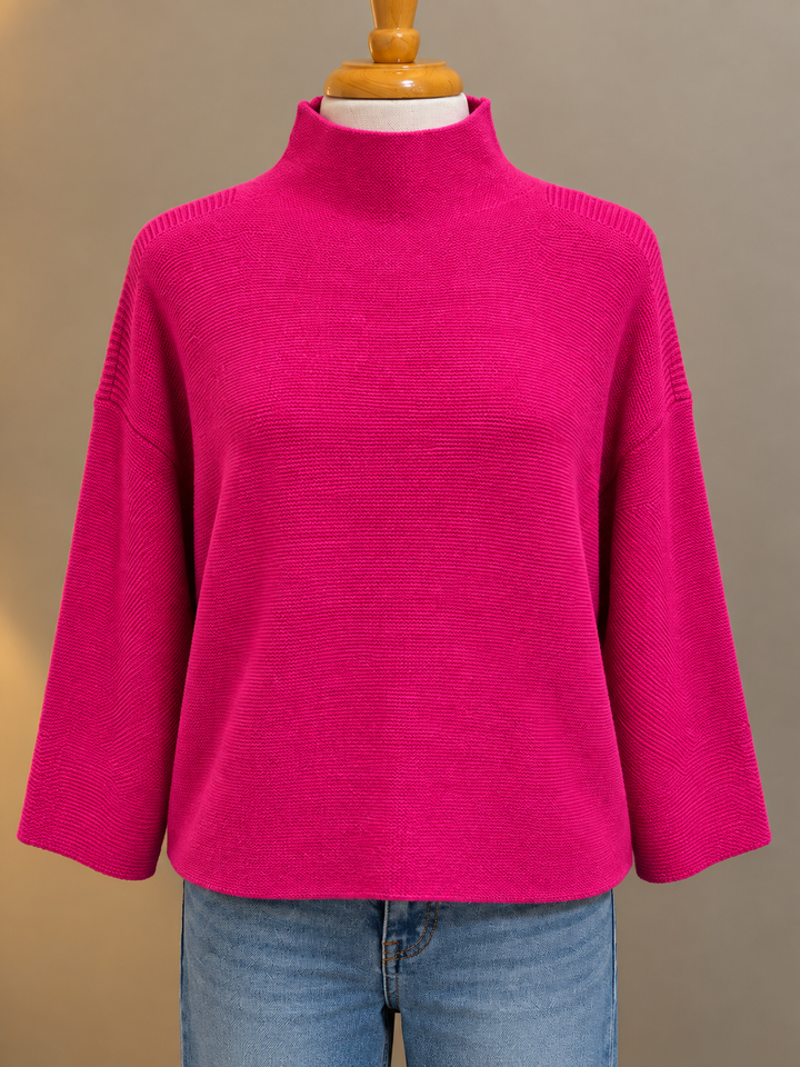Multiples 3/4 Sleeve Drop Shoulder Funnel Neck Sweater