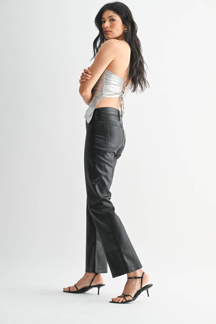 Just Black Denim Slim Cropped Bootcut - Coated Black