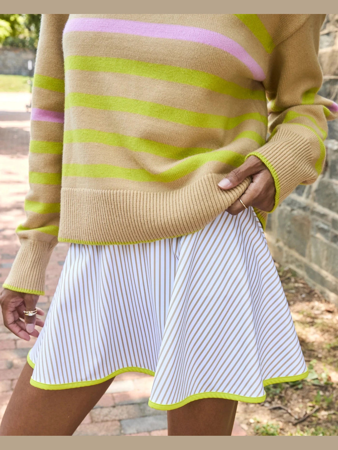 Addison Bay Smooth sport 14.5in Circle Skort - Latte Stripe