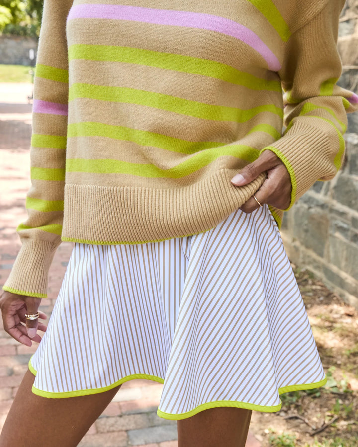 Addison Bay Smooth sport 14.5in Circle Skort - Latte Stripe