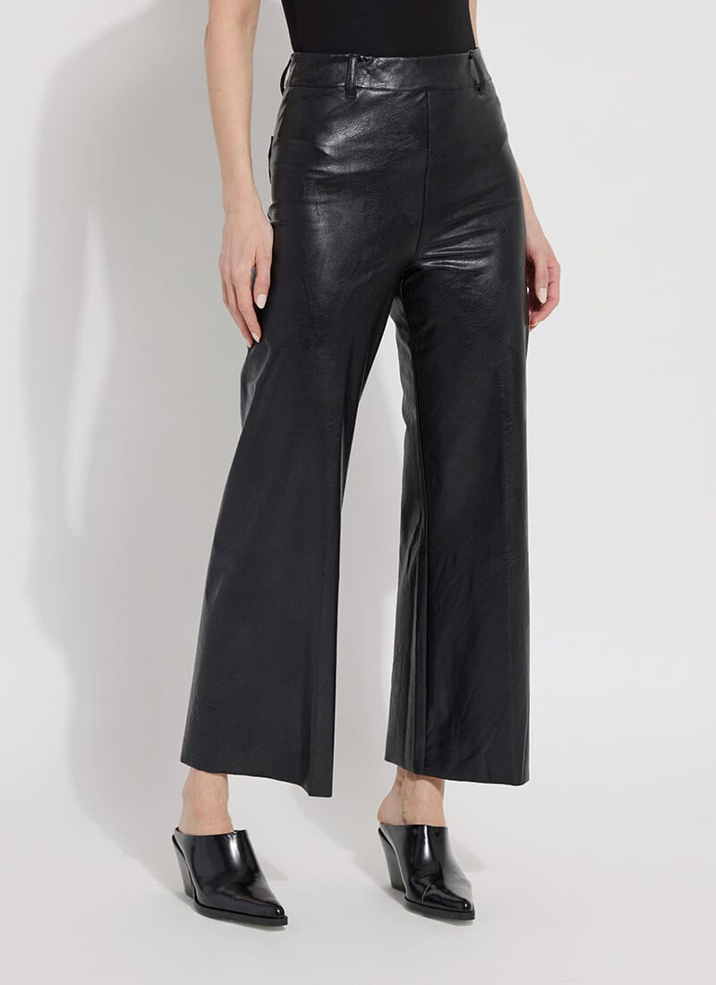 Lysse Hi Waist Vegan Leather Wide Leg Pant - Black