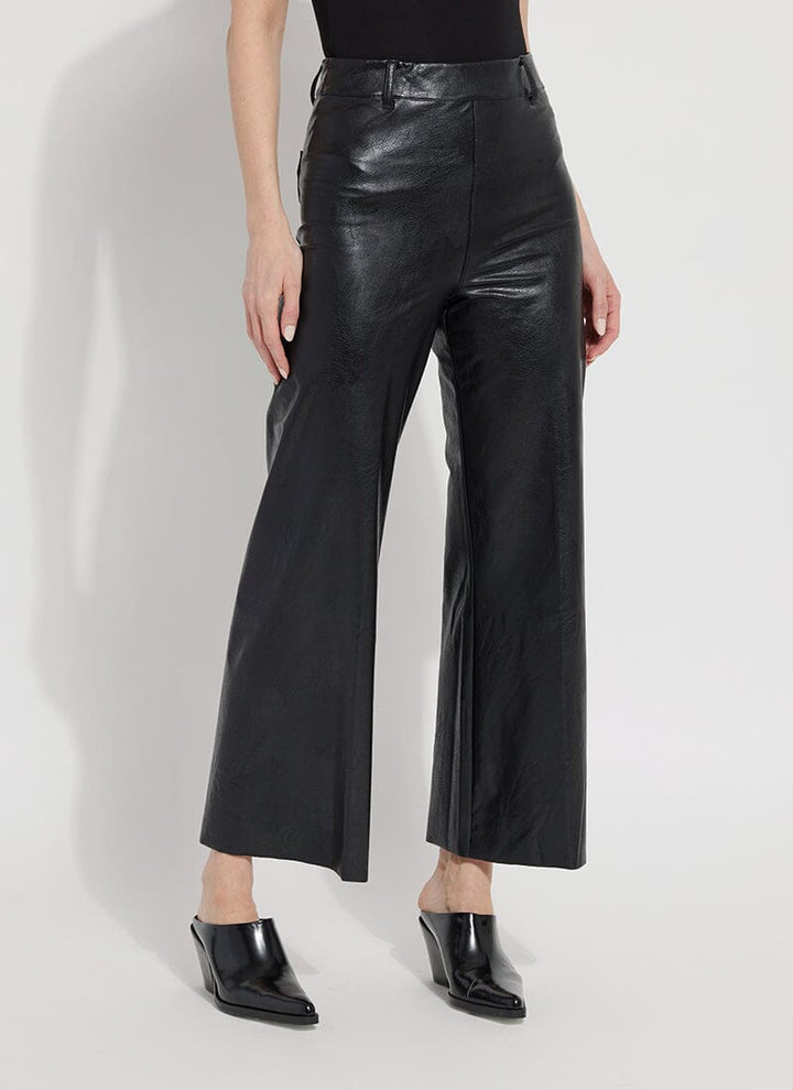 Lysse Hi Waist Vegan Leather Wide Leg Pant - Black