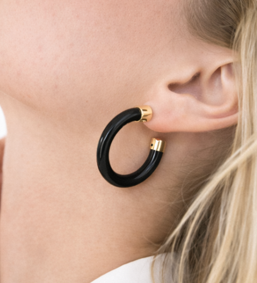 Black Lightweight Acrylic Hoop Earrings