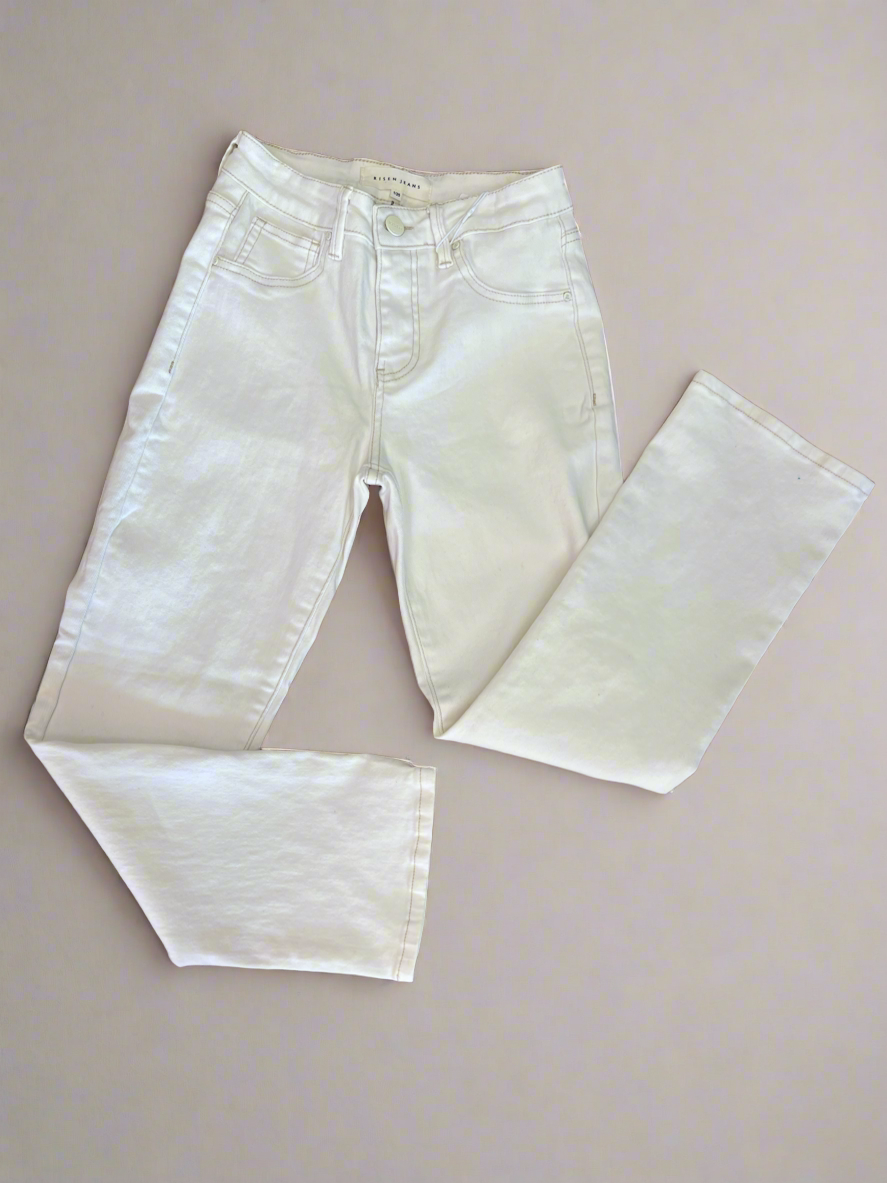 Risen High Rise Straight Leg Jeans - Cream