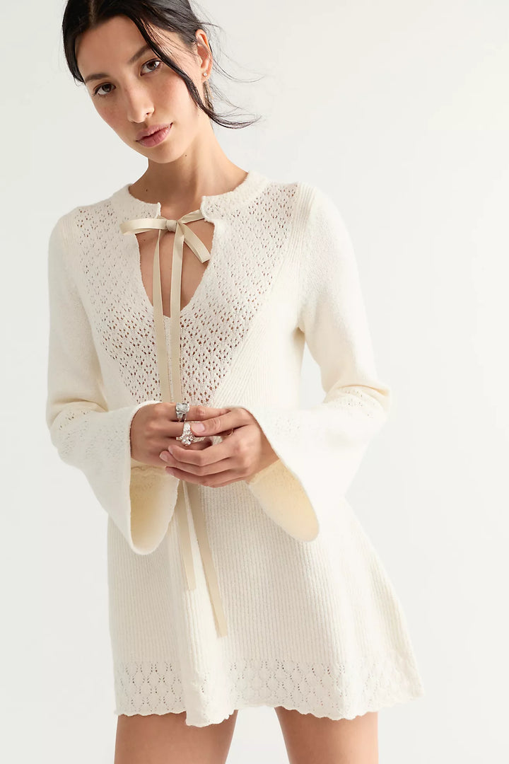 Bali Old Flame Sweater Mini Dress - Ivory